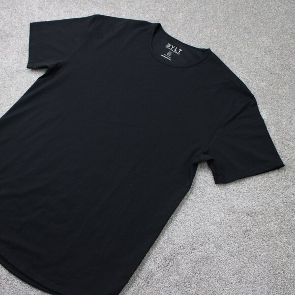 BYLT Lux Shirt Mens XL Black Drop Cut Cotton/Poly Stretch Short Sleeve Pullover - Picture 3 of 14